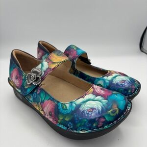 Alegria Paloma Renaissance Mary Jane Sz 37 Floral Leather Comfort Clog Shoe